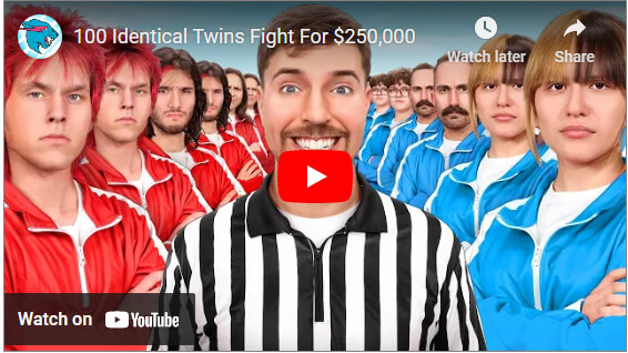 100 Identical Twins Fight For $250,000